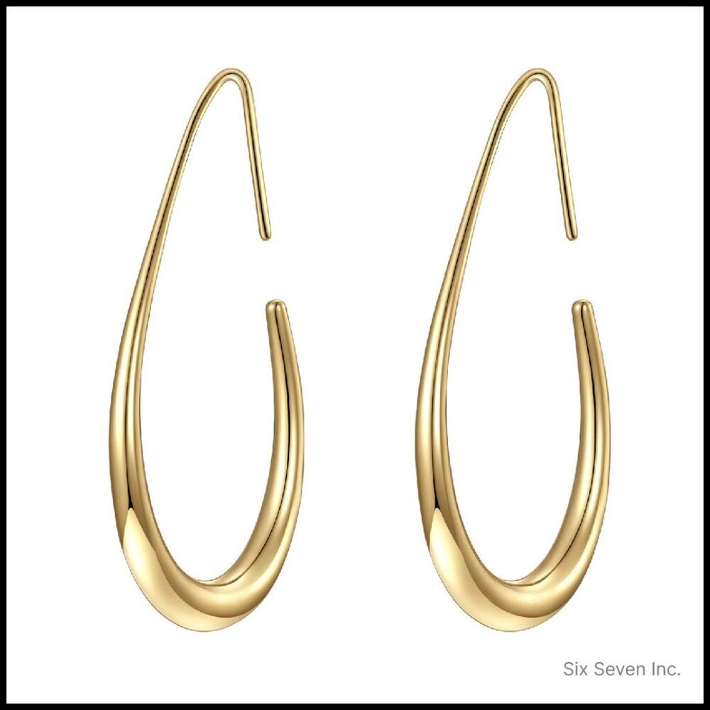 Large Teardrop Hoop Earrings Elegant Statement Jewelry Gold Plated Lightweight
